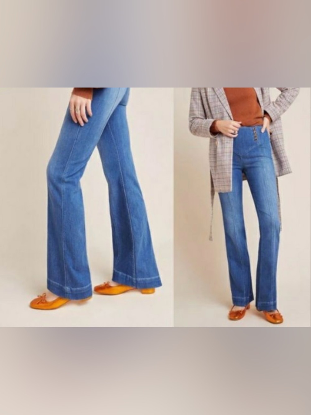 Pilcro Anthropologie High Rise Flare Jeans Button Front Sailor Wide Leg Size 27 - Picture 4 of 14